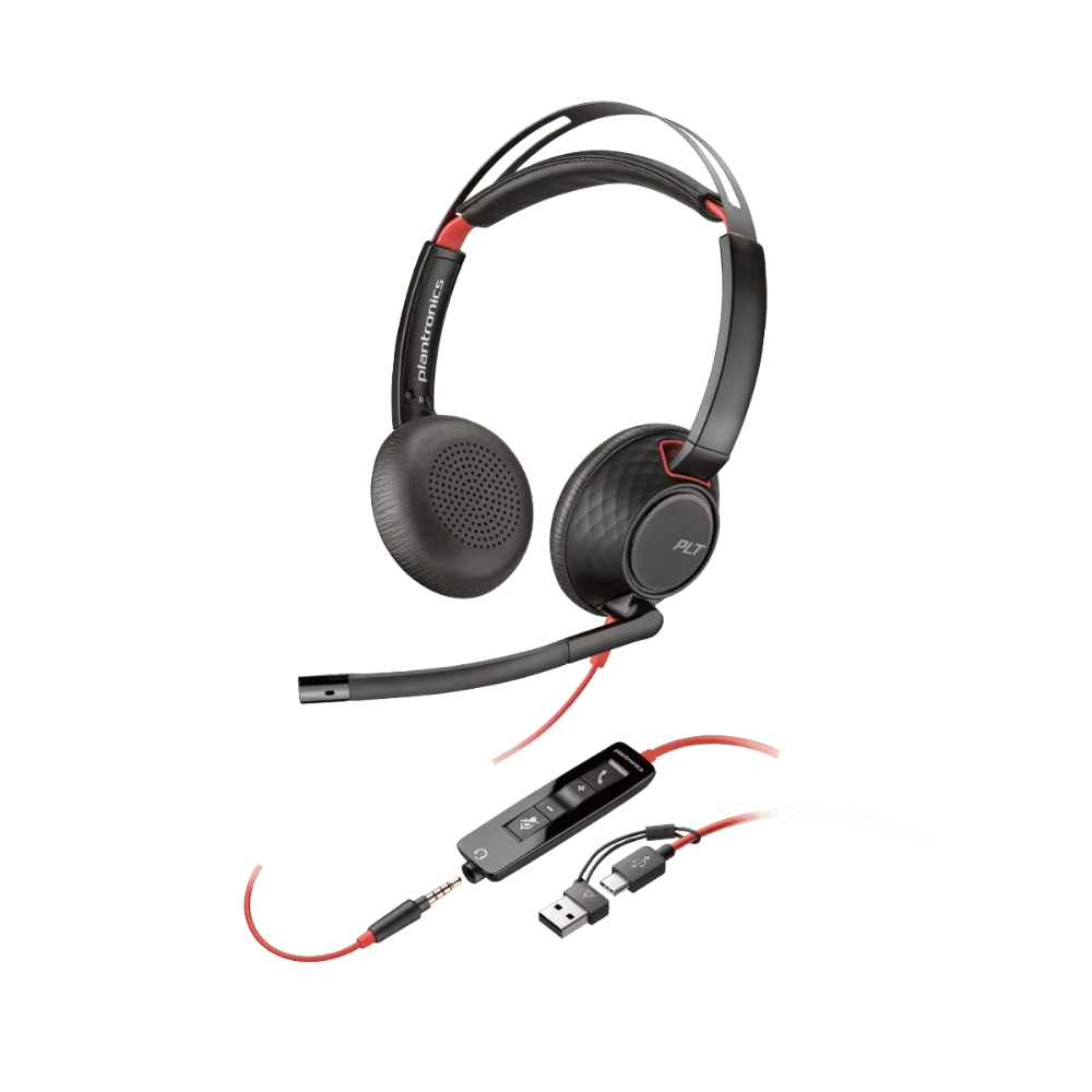 Poly Blackwire 5220 Stereo USB-C Headset +3.5mm Plug +USB-C/A Adapter Poly Blackwire 5220 Stereo USB-C Headset +3.5mm Plug +USB-C/A Adapter