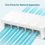 Switch TPLINK de Escritorio de 5 Puertos 10/100M RJ45 Caja de Plástico COLOR Blanco