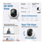 Cámara TPLINK de Vigilancia Wi-Fi de 360 Grados con Vista 2K 4MP y Detección IA Avanzada
