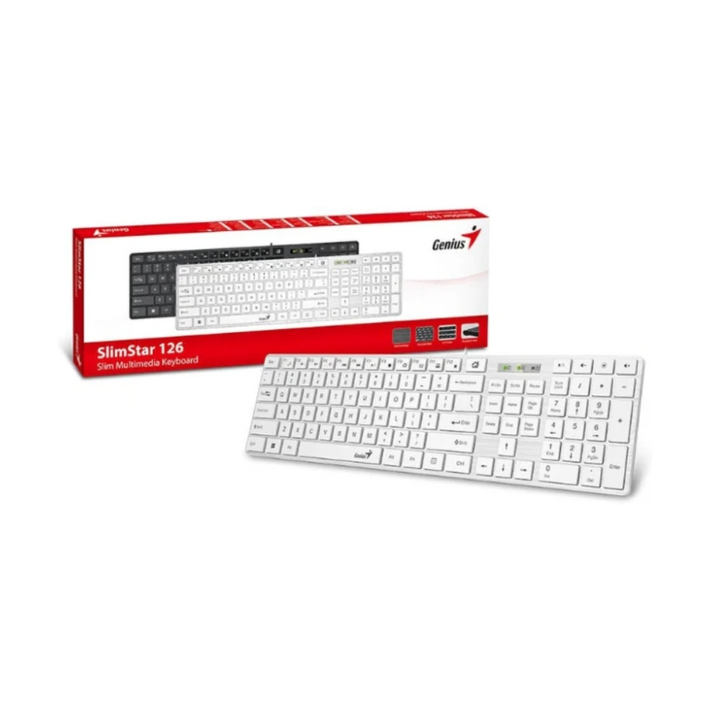 Teclado Alámbrico Genius SlimStar 126 Color Blanco Teclado Alámbrico Genius SlimStar 126 Color Blanco