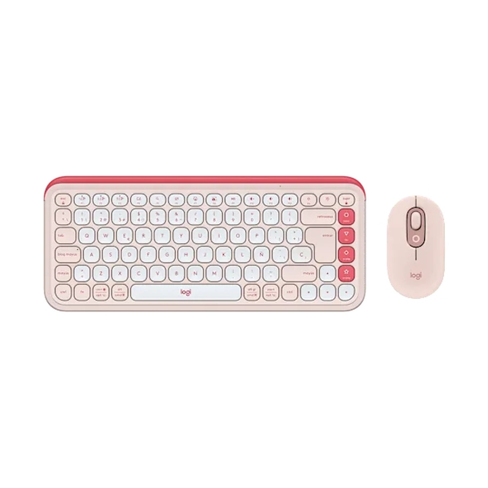 Combo Teclado + Mouse Inalámbricos Logitech POP Icon Color Rosa y Blanco Combo Teclado + Mouse Inalámbricos Logitech POP Icon Color Rosa y Blanco