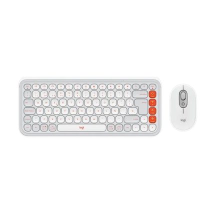 Combo Teclado + Mouse Inalámbricos Logitech POP Icon Color Blanco y Naranja