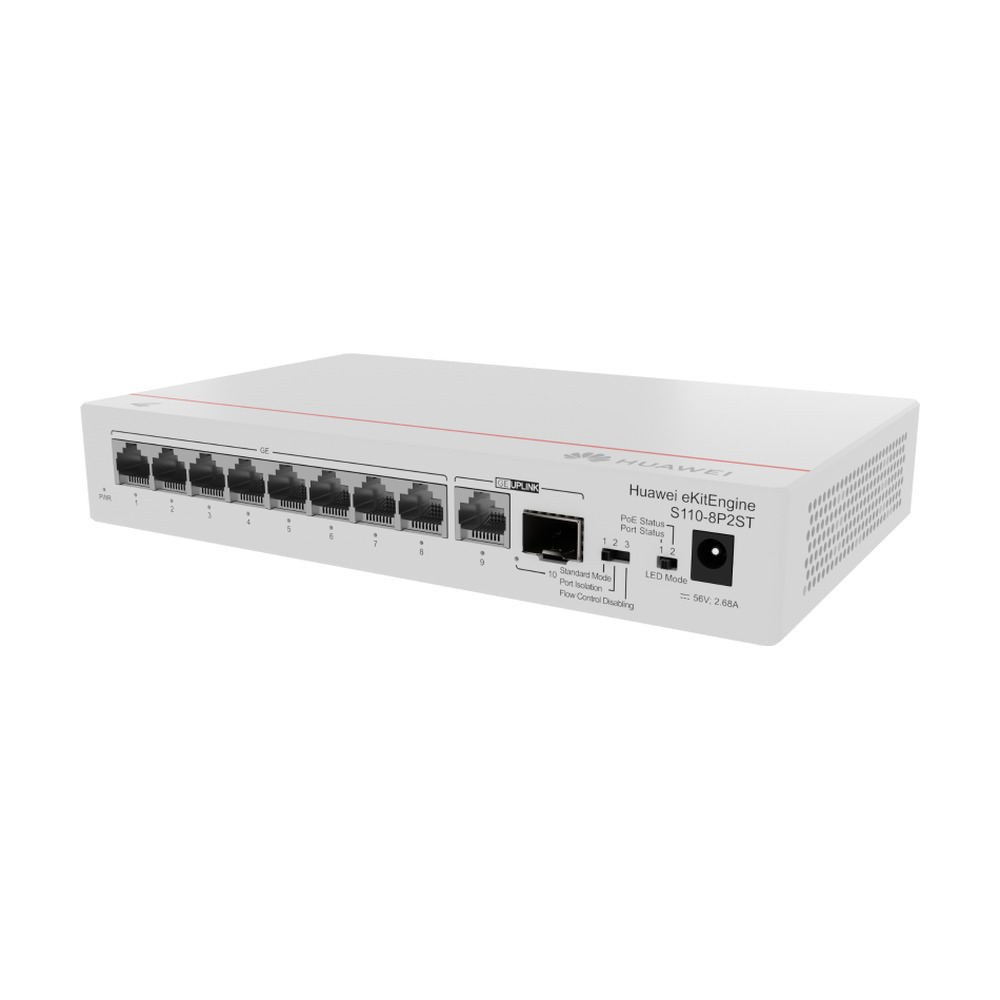 S110-8P2ST (8*10/100/1000BASE-T ports, PoE+, 1*GE SFP port, 1*10/100/1000BASE-T port, AC power, power adapter) S110-8P2ST (8*10/100/1000BASE-T ports, PoE+, 1*GE SFP port, 1*10/100/1000BASE-T port, AC power, power adapter)