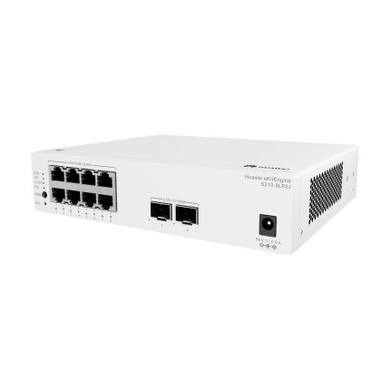 Switch S210-8LP2J Datacom -S210-8LP2J (8 puertos Ethernet 10/100/1000BASE-T (PoE+ de 35 W), 2 puertos SFP de 2,5 G, 1 adaptador de CA incluido, sin ventilador) - (Modelo de distribución. Nota: Configuración 1:1 de cables de alimentación blancos C7)