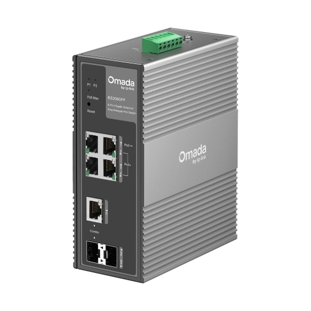 Switch Tplink Omada Industrial Gigabit 6 puertos PoE+ administrable con 2 puerto SFP Switch Tplink Omada Industrial Gigabit 6 puertos PoE+ administrable con 2 puerto SFP