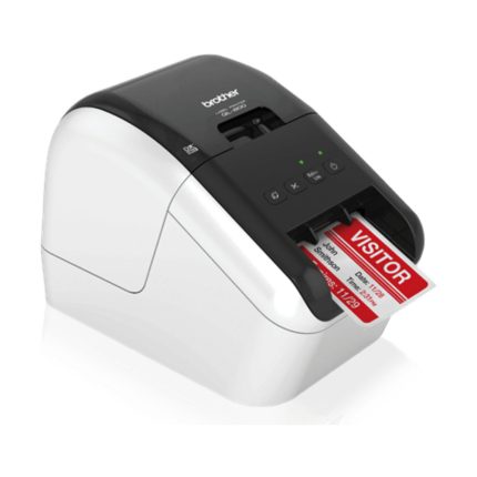 Impresora de etiquetas profesional, velocidad de hasta 93 etiquetas/minuto, ancho máximo de impresión 62 mm y la capacidad de imprimir en dos colores (negro y rojo), resolución de 300 dpi, cortador automático.