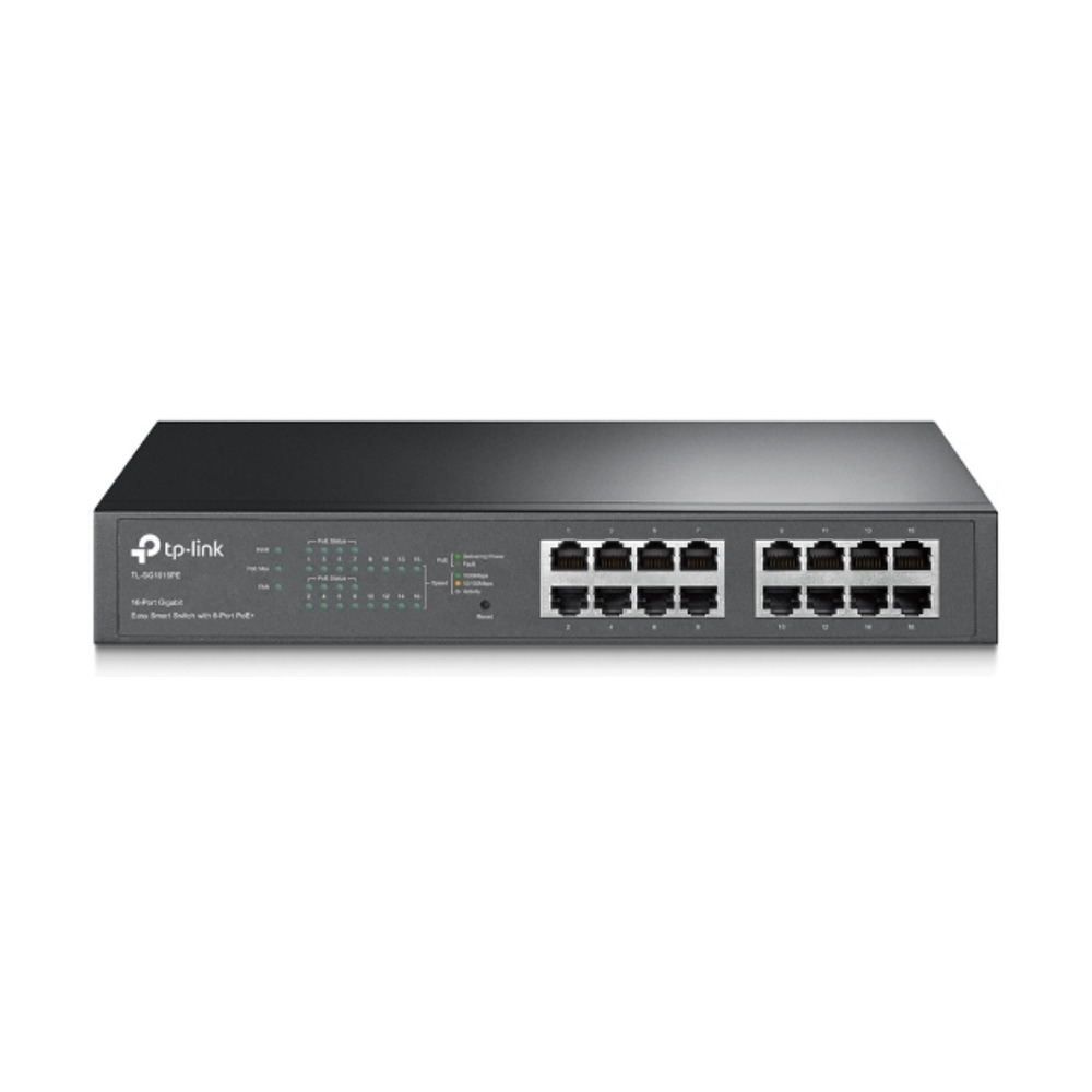 SwitchTPLINK Easy Smart de 16 Puertos Gigabit con 8 Puertos PoE+ SwitchTPLINK Easy Smart de 16 Puertos Gigabit con 8 Puertos PoE+